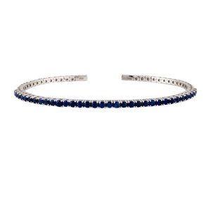 SONIA BITTON 14K WHITE GOLD BLUE SAPPHIRE FLEXIBLE CUFF BRACELET